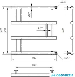 Полотенцесушитель Deffi Змейка Люкс 500х500 В