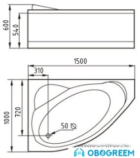 Ванна Gemy G9009 B R 150x100