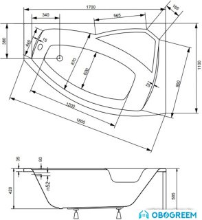 Ванна Besco Rima 170x110 R