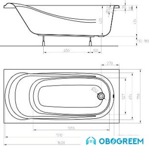 Ванна Kolo Saga 160x75 (с ножками и экраном)