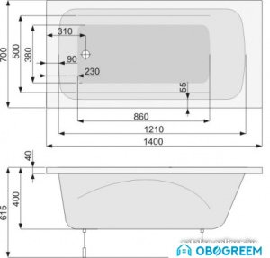 Ванна Poolspa Klio 140 x 70