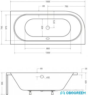 Ванна Besco Avita R 150x75