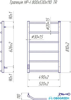 Полотенцесушитель Марио Трапеция HP-I 80x53 TR (правый)