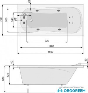 Ванна Poolspa Muza 150 x 70