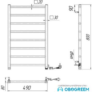 Полотенцесушитель Марио Токио-I 80x49