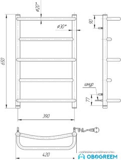 Полотенцесушитель Марио Люкс HP-I 65x42