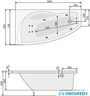 Ванна Poolspa Nicole 140x75 L
