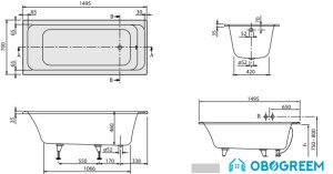 Ванна Villeroy & Boch Architectura 150x70 [UBA157ARA2V-01]