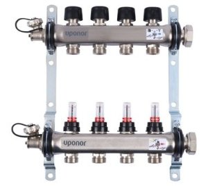 Uponor Smart S коллектор с расходомерами стальной, выходы 4X3/4 евроконус