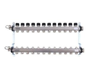 Uponor Smart S коллектор с клапанами стальной, выходы 12X3/4