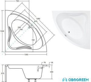 Ванна Besco Mia 130x130