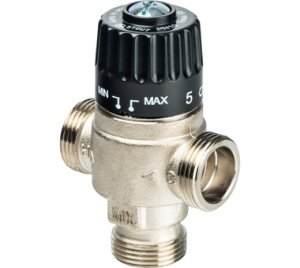 SVM-0025-236520 STOUT Трехходовой смесительный клапан для систем отопления и ГВС 3/4"  НР   30-65°С KV 2,3