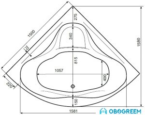 Ванна Jika Maggiore 150x150 Comfort [2.3787.1.000.671.1]