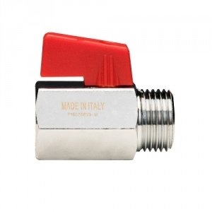 Кран шаровой мини STOUT - 3/8" (НР/ВР, PN15, Tmax 90°С, ручка-флажок красная)