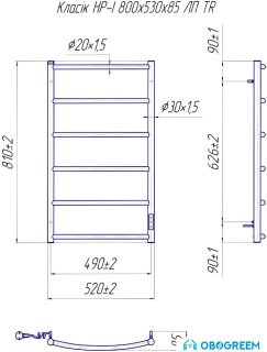 Полотенцесушитель Марио Классик HP -I 80x53 TR (левый)