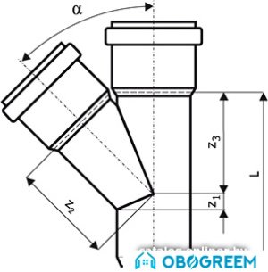 Фитинг Ostendorf тройник KGEA 200/200x45°