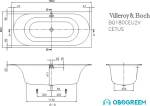 Ванна Villeroy & Boch Cetus 180x80 UBQ180CEU2V-96