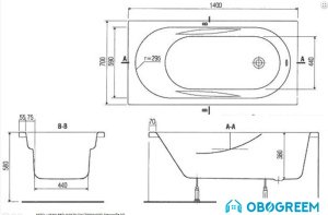 Ванна Cersanit Mito Red 140x70 (с ножками) TS301-003