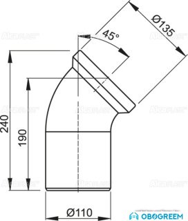 Фитинг Alcaplast Колено для унитаза 45 гр. A90-45