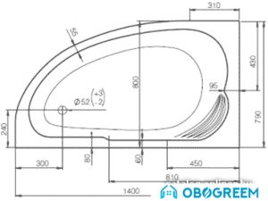 Ванна Jika Delicia 140x80 (правый) [2.3650.0.000.000.1]
