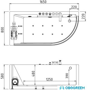 Ванна Gemy G9227 E L 165x80