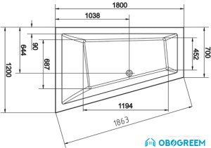 Ванна Alpen Triangl 180x120 R