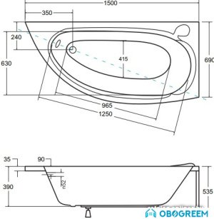Ванна Besco Mini 150x70 R