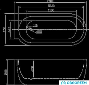 Ванна BelBagno BB11-1700R 170x75
