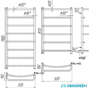 Полотенцесушитель Марио Люкс HP-I 110x52
