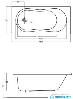 Ванна Cersanit Nike 150x70 (с каркасом)