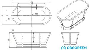 Ванна BelBagno BB35-CF36 168х78