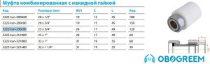 Фитинг Kalde Муфта комб. с накидной гайкой 25x3/4