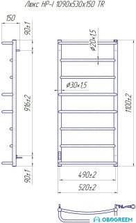 Полотенцесушитель Марио Люкс HP-I 109x53 TR (правый)