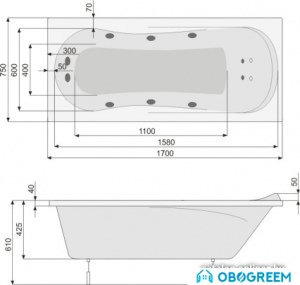 Ванна Poolspa Muza 170 x 75