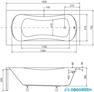 Ванна Besco Aria 150x70