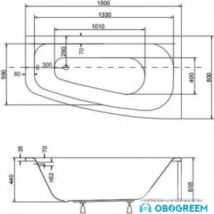 Ванна Besco Luna 150x80 L