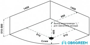 Ванна BAS Имейджен 139х139