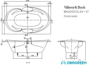 Ванна Villeroy & Boch Colorado (BA200COL2V) 200x120