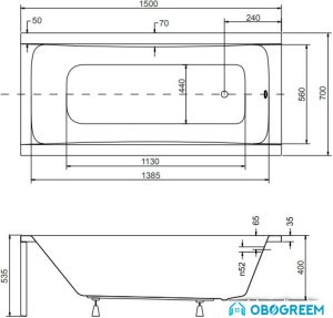 Ванна Besco Optima 150x70