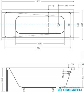 Ванна Besco Modern 150x70