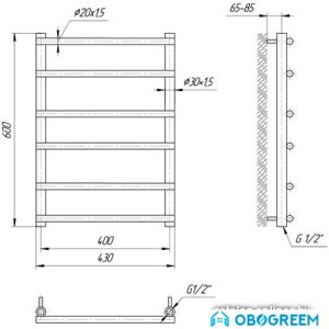 Полотенцесушитель Марио Турин 60х43