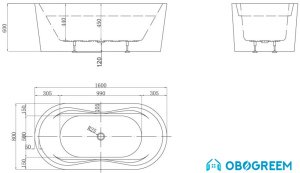 Ванна BelBagno BB407-1600-800