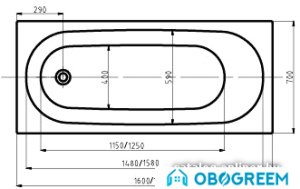 Ванна Aquatek Оберон 160x70 (с каркасом и экраном, слив слева)
