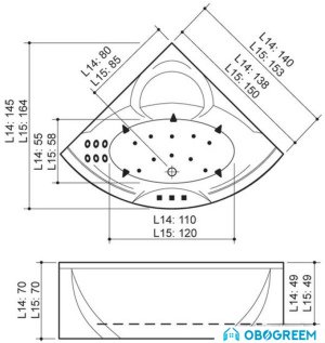 Ванна Balteco Lotus 15 S4 153x153