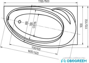 Ванна Aquatek Бетта 160х95 с гидромассажем (правая)