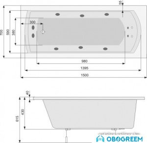 Ванна Poolspa Linea 150 x 70