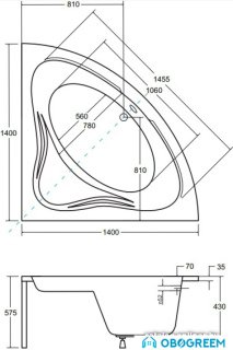 Ванна Besco Mia 140x140