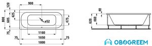 Ванна Laufen Solutions 180x80 [2.2450.1.000.000.1]