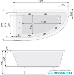 Ванна Poolspa Laura 150 x 90