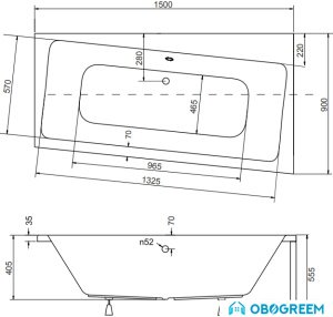 Ванна Besco Infinity R 150x90